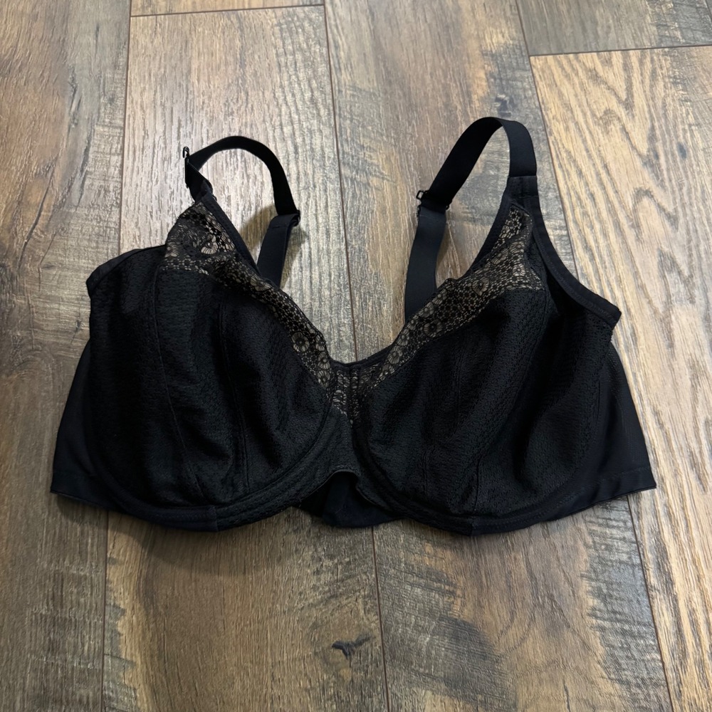 Elomi Morgan Underwire Bra Black Stretch Lace Side 36H Fairy Whimsigoth
